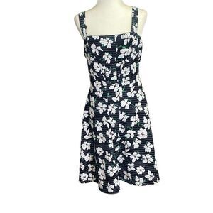 Torrid Women’s 16 Floral Skater Dress Black Sleeveless Tank Fit & Flare New